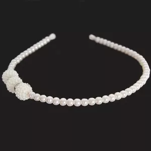Luxury Pearl Rhinestone Headband Wedding Bridal Communion Hair Accessories White - Picture 1 of 2
