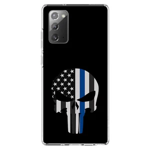 Clear Case for Galaxy Note Thin Blue Line Skull - Picture 1 of 7