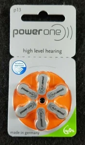 Power One 6Pk/#13 Exp 2022 Hearing Aid Battery Easy Tab Wireless Approved -006 - Picture 1 of 6
