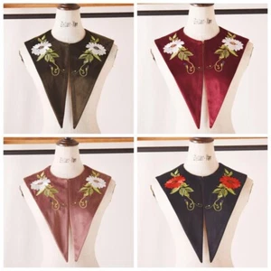 Samt Stickerei Blumen gefälschte Halsbänder falsch Halsband Halstuch Kleidung Dekor - Bild 1 von 11