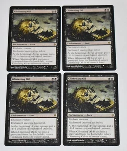 4X GLISTENING OIL Black Rare NEW PHYREXIA Enchantment MAGIC GATHERING CARD - Picture 1 of 4