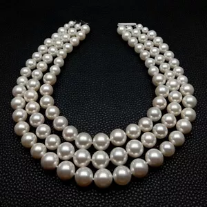 3 Rows White Sea Shell Pearl Graduated Necklace Multi Layers Jewelry - Picture 1 of 6