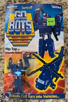 1984 Flip Top Tonka Гоботы Робот Темно-синий Вертолет Винтажный Go Bots Новый Запечатанный - Изображение 1 из 4