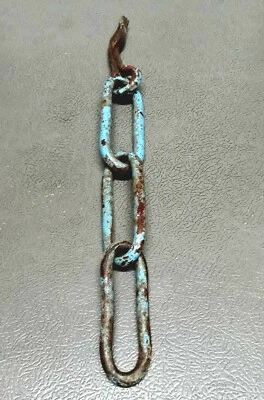 ANTIGO EXCLUSIVO FEITO À MÃO FERRO RÚSTICO PENDURADO FAZENDA GANCHO CORRENTE FERRAMENTA TRAVAS DE PORTA. - Imagem 1 de 4