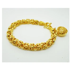 Detailed Drop Heart 22K 24K THAI BAHT YELLOW GOLD GP  Bracelet Jewelry Women 7.5 - Picture 1 of 2