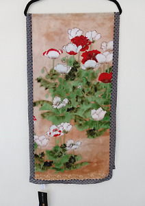 Metropolitan Museum of Art Scarf Japanese Poppies Floral Silk Rectangular 17x60"