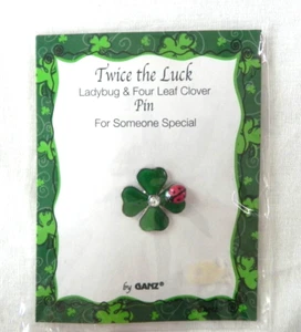 Ganz Irish Four Leaf Clover Ladybug Brooch Pin New St Patrick's Day Shamrock - Picture 1 of 4