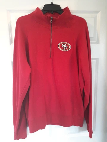 San Francisco 49ers 1/4 Zip Pull Over Crew Neck Fleece Lined Sweatshirt Size XL Cover