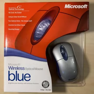 Microsoft Wireless Optical Scroll Mouse Blue Left or Right Hand K80-00004 NEW - Picture 1 of 17