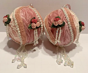Viktorianischer Stil Christbaumschmuck Rosen Quasten Kugel - 2er Set - Bild 1 von 7