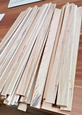 STAPELFIX Ca. 48 Holzleisten aus Hartholz Eiche Esche Vintage Bastelklötzchen Bastelholz