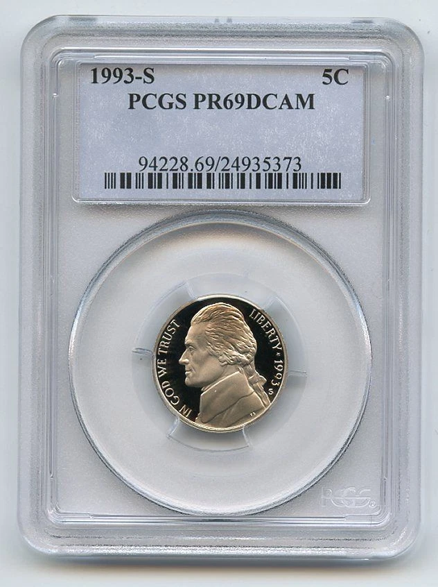 1993 S 5C Jefferson Nickel Proof PCGS PR69DCAM - Image 1 of 1