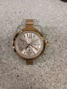 Michael Kors Women's Bradshaw Chronograph Rose Dial Watch MK6358 new battery -19 - Picture 1 of 8