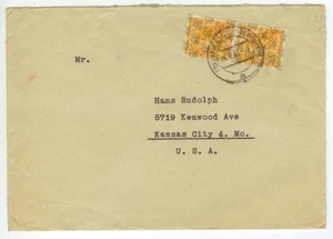 1948 Frankfurt a/M American Zone Germany 25pf pair with full overprint to US - Imagen 1 de 2