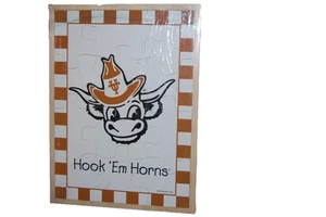 Wood Puzzle Texas Longhorns UT Bevo NEW 15.5" X 11.5" Baby Hook Em Horns - Picture 1 of 5