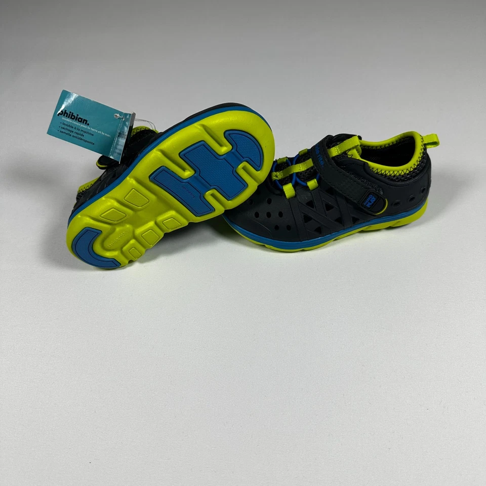 Stride Rite Kids Gray Neon Blue Made2Play Phibian Water Shoes Toddler Size 8 - Image 1 of 4