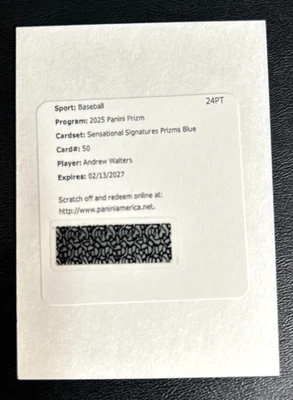 2025 Panini Prizm Andrew Walters AUTO BLUE /49 Redemption RC SSP! RC AUTOGRAPH - Image 1 of 2