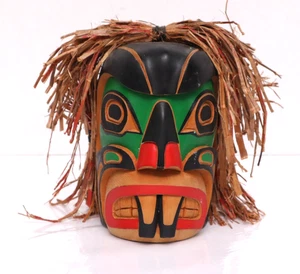 Beaver Carved Cedar Mask Eskimo Native Nootka Northwest Coast Art Signed HUNT - Picture 1 of 11
