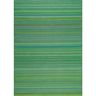 Tayse Rugs Sunset Green 8 ft. x 10 ft. Stripe Indoor/Outdoor Area Rug - Image 1 of 4