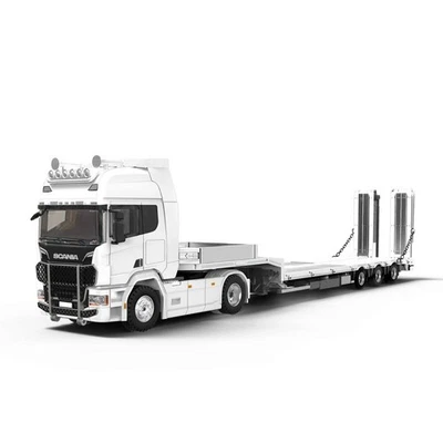 SCANIA Flatbed Transport Trailer  - white - Time Micro 1:64 - Immagine 1 di 4