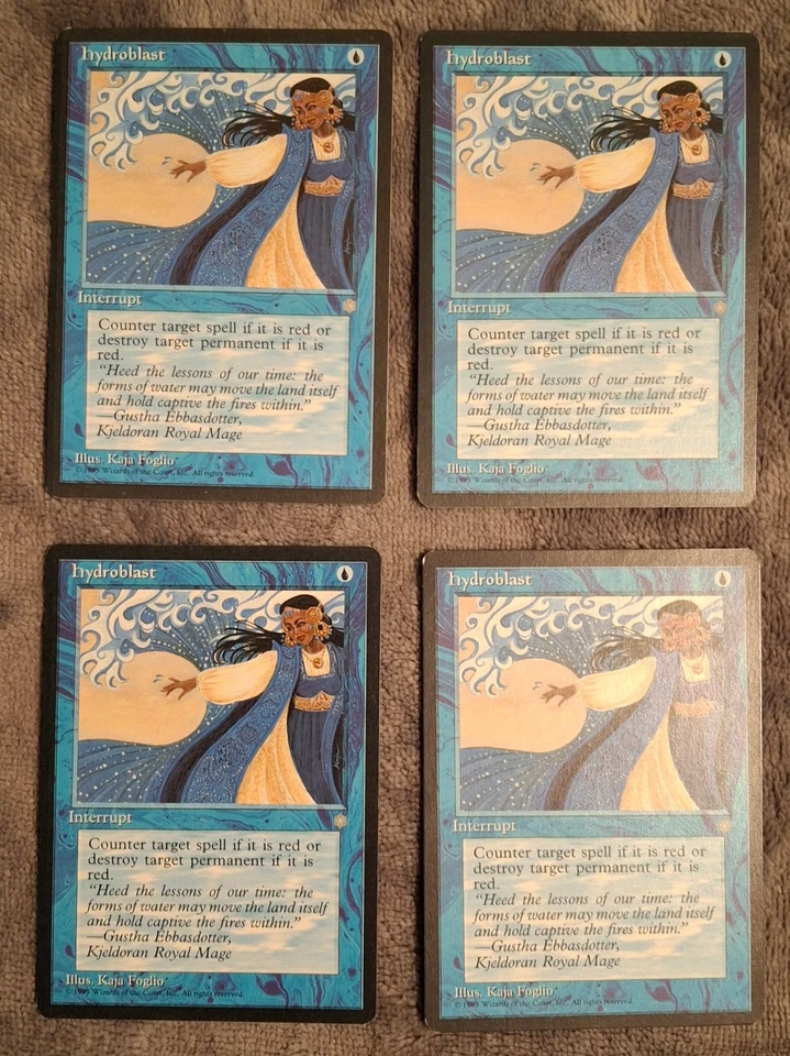 MTG Ice Age - Hydroblast (x4) - LP/NM - excellent looking vintage cards - Image 1 of 2