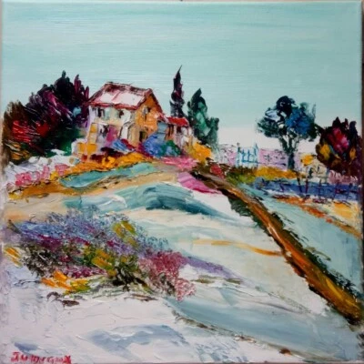 PAYSAGE DE NEIGE  PROVENCE SIGNE JUMEAUX JEAN PIERRE ART TABLEAU PEINTURE PARIS - Photo 1/4