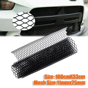 100x33cm Black Hexagon Aluminium Car Bumper Grille Mesh Net Vent Hole 11x25mm - Picture 1 of 9