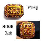 Gorgeous 2060.00 Ct Red Ruby Meena Art Emerald Cut EGL Certified Gemstone SMP