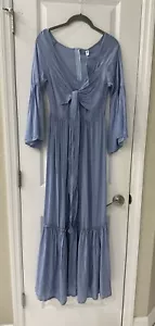 NWT- FashionMia Size Small - Light Blue Maxi Dress w/ 3/4 Sleeve - Picture 1 of 6