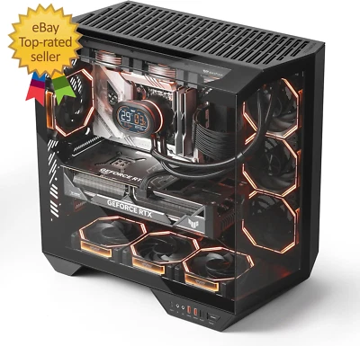 Full-Tower ATX Gaming PC Case, Back Plug-In Motherboard, Dual-Chamber, Panoramic - Image 1 of 4