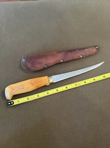 VINTAGE 11" RAPALA J. MARTINI FISHING FILET KNIFE LEATHER SHEATH 6” Blade - Picture 1 of 16