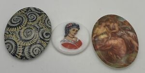 3 Vintage Plastic CABOCHONS for Jewelry Making - Closed Bead Shop Inventory