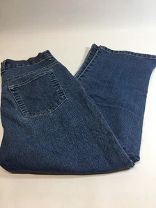 Gloria Vanderbilt Capris Culottes Cropped Pants Size 8 Denim Blue Jeans Slits - Picture 1 of 4