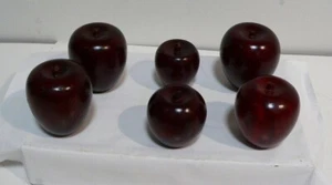 Solid Wood Apples Set of 6 Heavy Turned Ironwood Haiti Decorative Fruit VTG - Picture 1 of 9