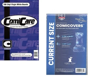 100 wiederverschließbare aktuelle Comic-Tüten Polypropylen und Comic-Trägerplatten - Bild 1 von 1