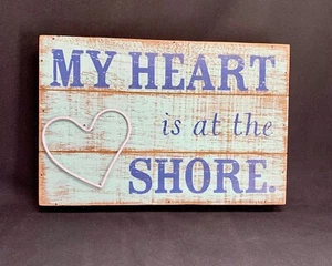 Hallmark My Heart Is At The Shore Plaque Wood 8X12 Wall Art Camp Home Decoration - Picture 1 of 2