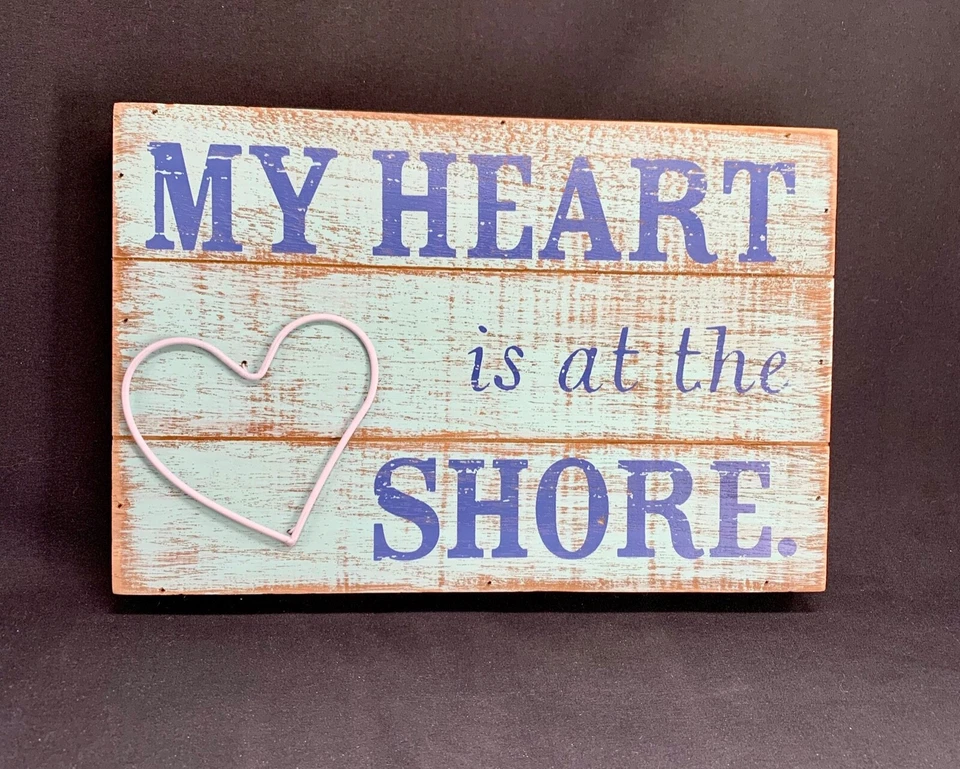 Hallmark My Heart Is At The Shore Plaque Wood 8X12 Wall Art Camp Home Decoration - Image 1 of 2