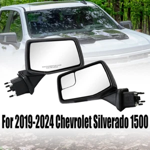 Par de espejos retrovisores texturizados térmicos eléctricos negros Fit Chevrolet Silverado 1500 2019-2023 - Imagen 1 de 12