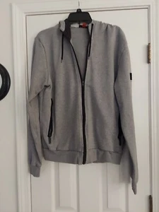 BURBERRY BRIT GRAY WITH BLACK HOODED SWEAT JACKET SIZE L - Picture 1 of 3