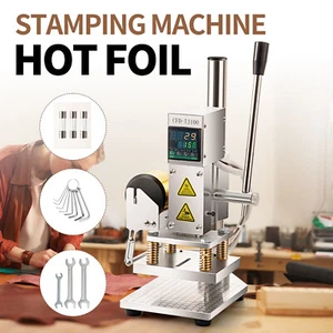 10x13cm 110V Hot Foil Stamping Machine for PVC Leather PU Paper Logo Embossing - Picture 1 of 10