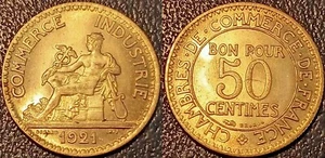 France - Third Republic - 50 Centimes Chamber of Commerce 1921 SPL! F.191/3 - Picture 1 of 1