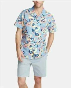 NUEVO CON ETIQUETAS Camisa Nautica Blue Sail Para Hombres 3XL Azul Estampado Floral Manga Corta Con Botones - Imagen 1 de 3