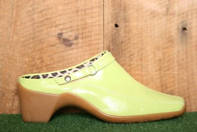Mules de charol verde lima AQUATALIA con forro estampado de leopardo talla 6,5 Foto 1 de 4