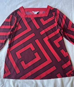 Liz Claiborne Red 3/4 Length Sleeve Blouse Top - Size PL - Holiday Outfit - Picture 1 of 8