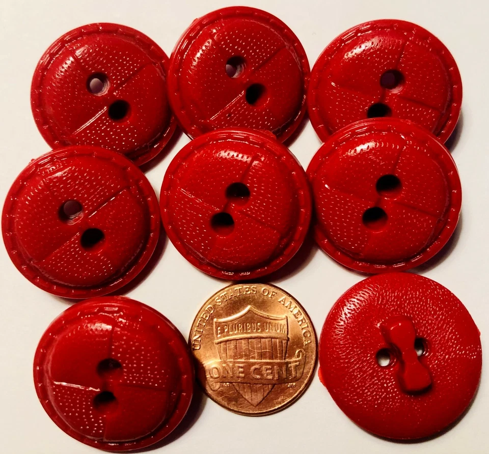 8 Thick Glossy Red PLASTIC Sew-through Coat Buttons Leather Look 7/8" 23mm 7060 - Image 1 of 1