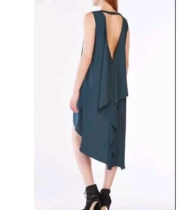 NEW BCBG MAXAZRIA SHANA ASYMMETRIC RUFFLE DRESS SIZE L $230 - Picture 1 of 8