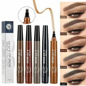Microblading Eyebrow Pen Waterproof Fork Liquid 4 Tips Long Last Makeup Pencil - Picture 1 of 17