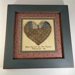Vintage Folk-Heart Designs “Dear Friend” Wood Framed Sign Wall Art 9”x9” - Picture 1 of 12