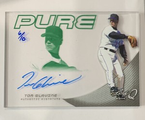 2014 Leaf Q PURE Glass Tom Glavine Auto Green 6/10 #P-TG2 On-card Autograph