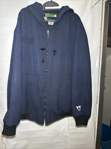 Workrite FR Zip Up Jacket Mens XL Navy Blue Work Fire Flame Resistant Hood - Picture 1 of 13
